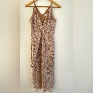 Dress The Population Beige Lace Dress